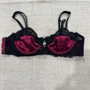 Auden Burgundy and Black Lace Bra